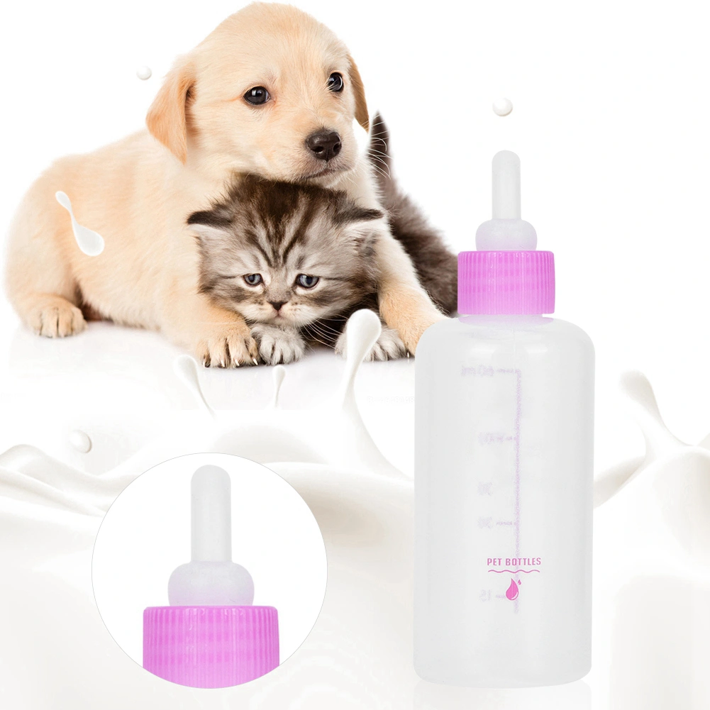 6PCS/ Set 60ml Pet Puppy Kitten Feeding Bottle Small Dog Cat Milk Nursing Care Kit (Pink)