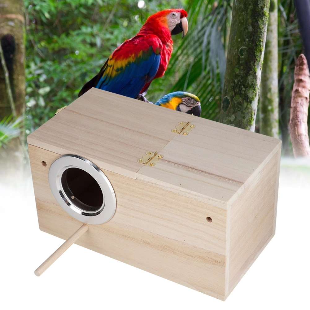 Quality Wooden Pet Bird Nest House Breeding Box Cage Accessories for Parrot(left opening)