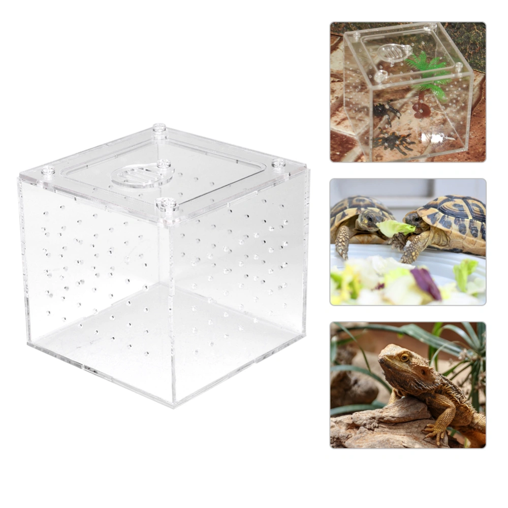 1Pc Reptile Terrarium Feeder Snakes Spider Lizard Breeding Acrylic Box Case Insects House