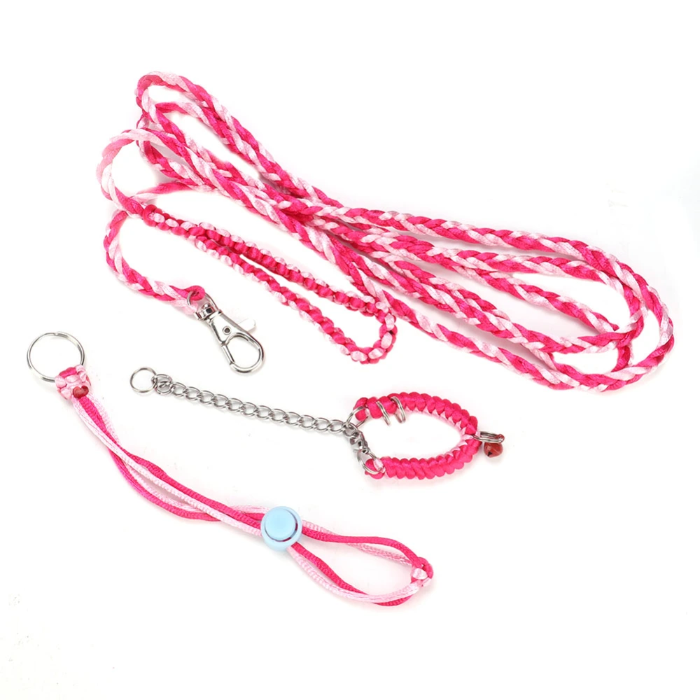 Small Pet Squirrel Hamster Guinea Outdoor Leash Walking Training Lead Harness(pink&rose red)