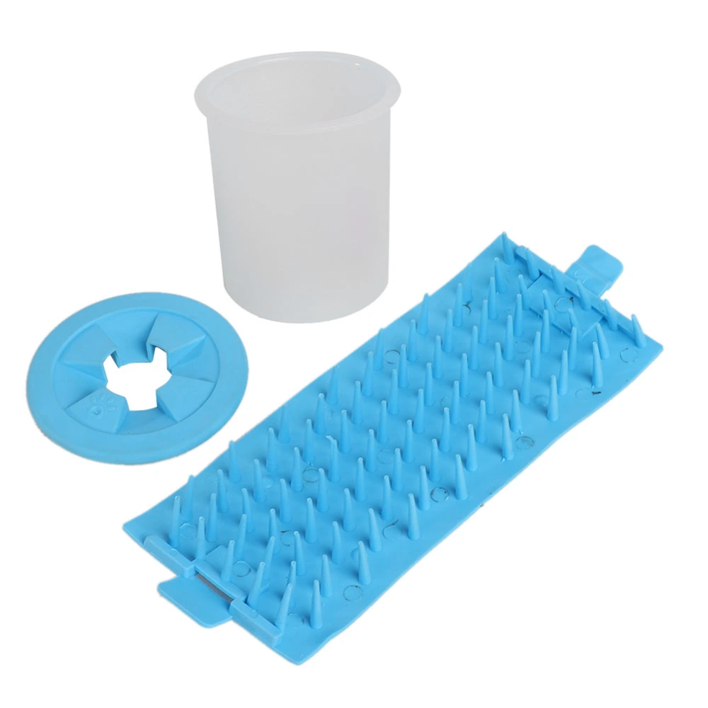 Soft Gentle Silicone Solid Color Pet Dog Paw Cleaner Cup Foot Washer Tool (Blue)