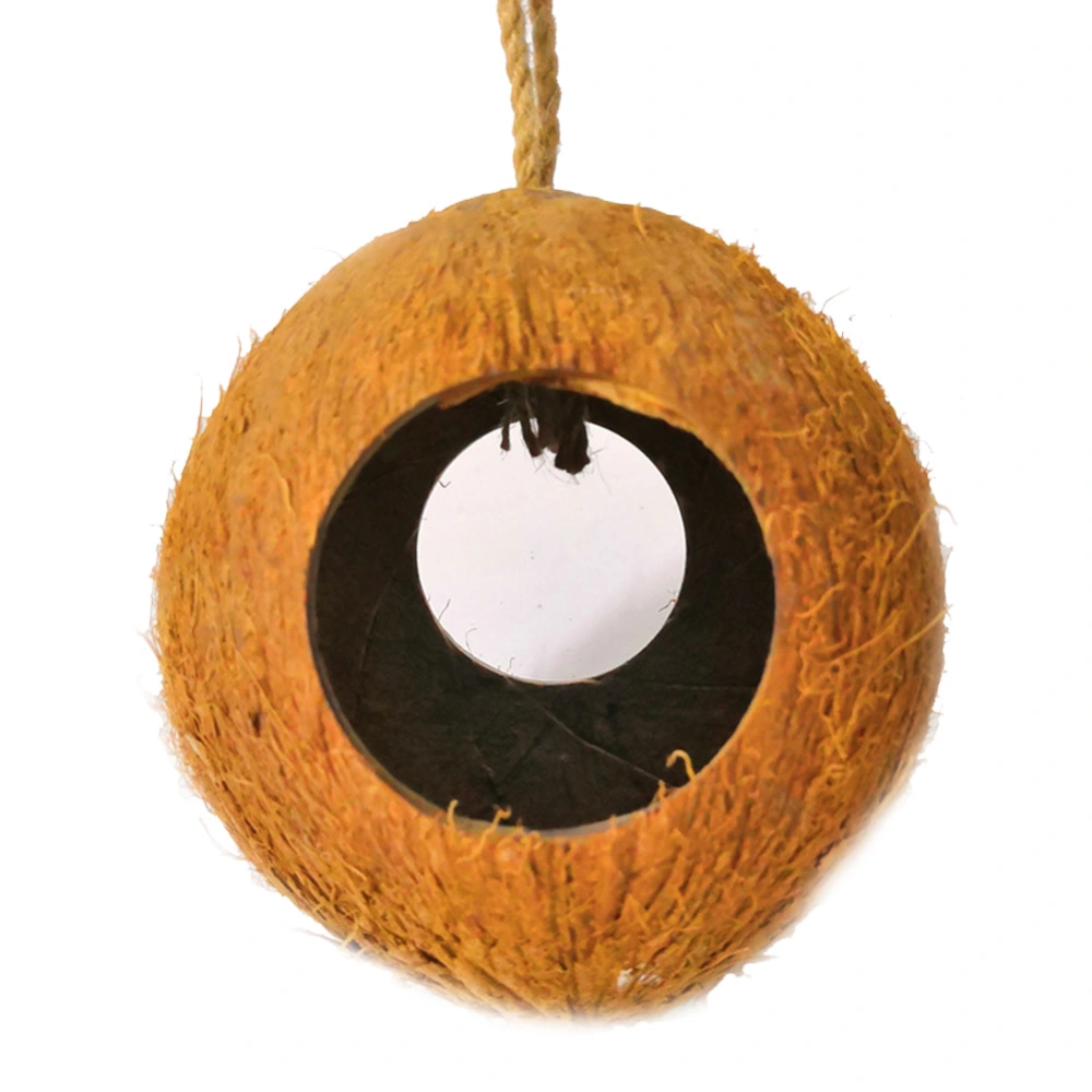 Coconut Shell Hut Bird Nesting House with Hanging Lanyard for Pet Sparrows Parrot Cage