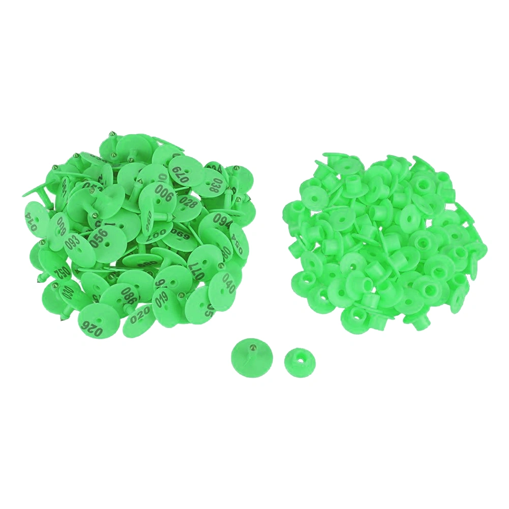 1-100 Number Round Plastic Livestock Ear Tag Animal Tag for Goat Sheep Pig (Green)