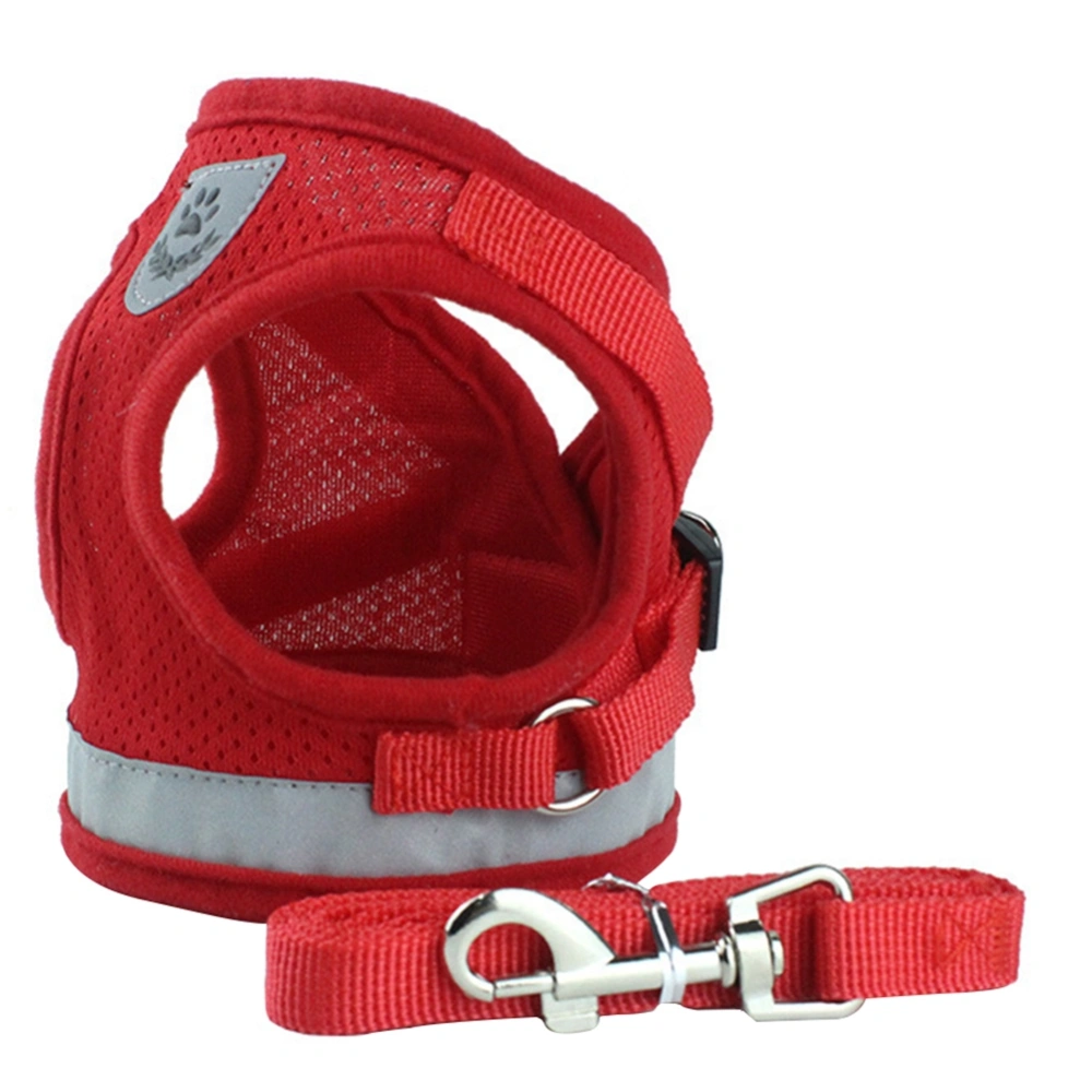 Adjustable Pet Dog Durable Leash Rope Security Vest Chest Cloth Neck Strap (Red XS)