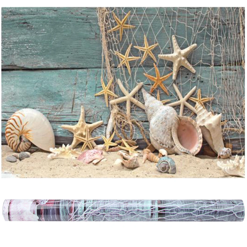 3D Effect Adhesive Seashell Starfish Poster for Aquarium Fish Tank Decoration (S)