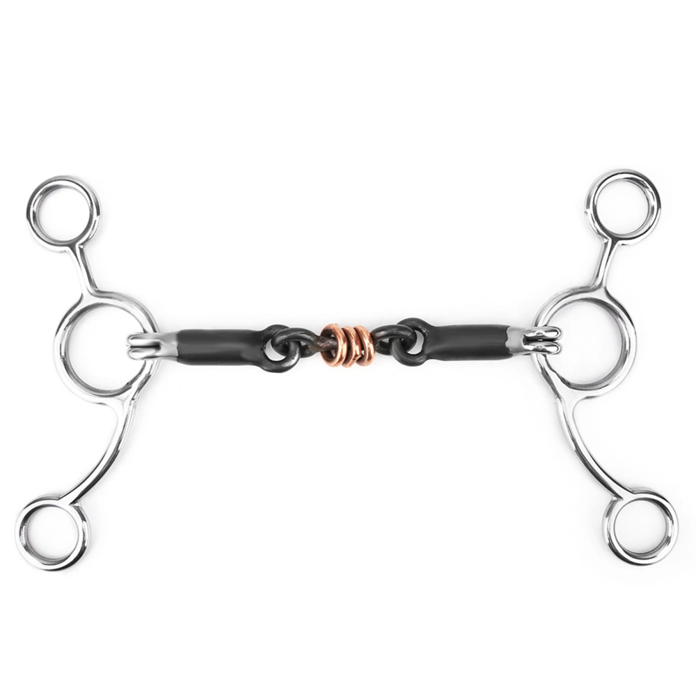 Horse Chew Stainless Steel Gag Bit With Black Steel Mouth