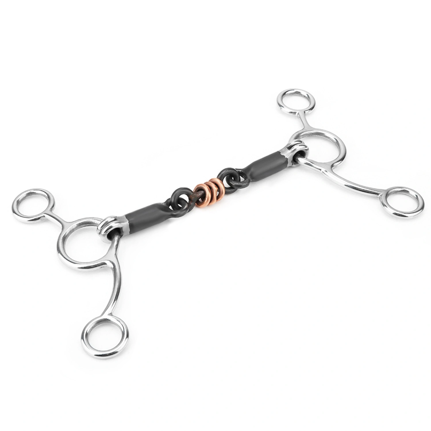 Horse Chew Stainless Steel Gag Bit With Black Steel Mouth