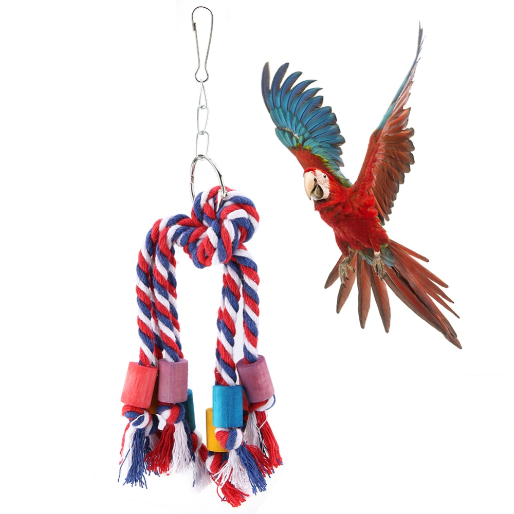 Colorful Pet Bird Parrot Chew Toy Hanging Climbing Cotton Rope