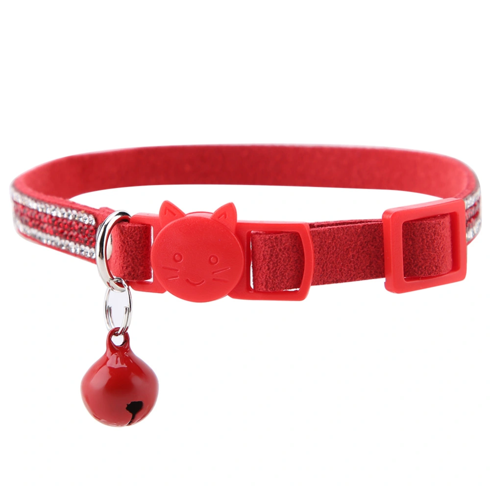 Cute Cartoon Durable Shiny Comfortable Soft Pet Collar with Bell(Red, S)