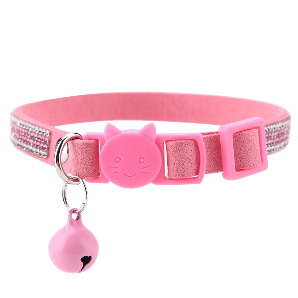 Cute Cartoon Durable Shiny Comfortable Soft Pet Collar with Bell(Pink, XS)