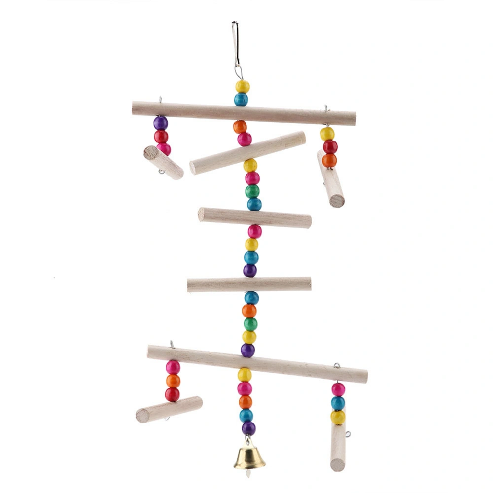 White Wood Bird Parrot Ladder Chewing Toy Hanging Swing For Bird Cage Pet Toys