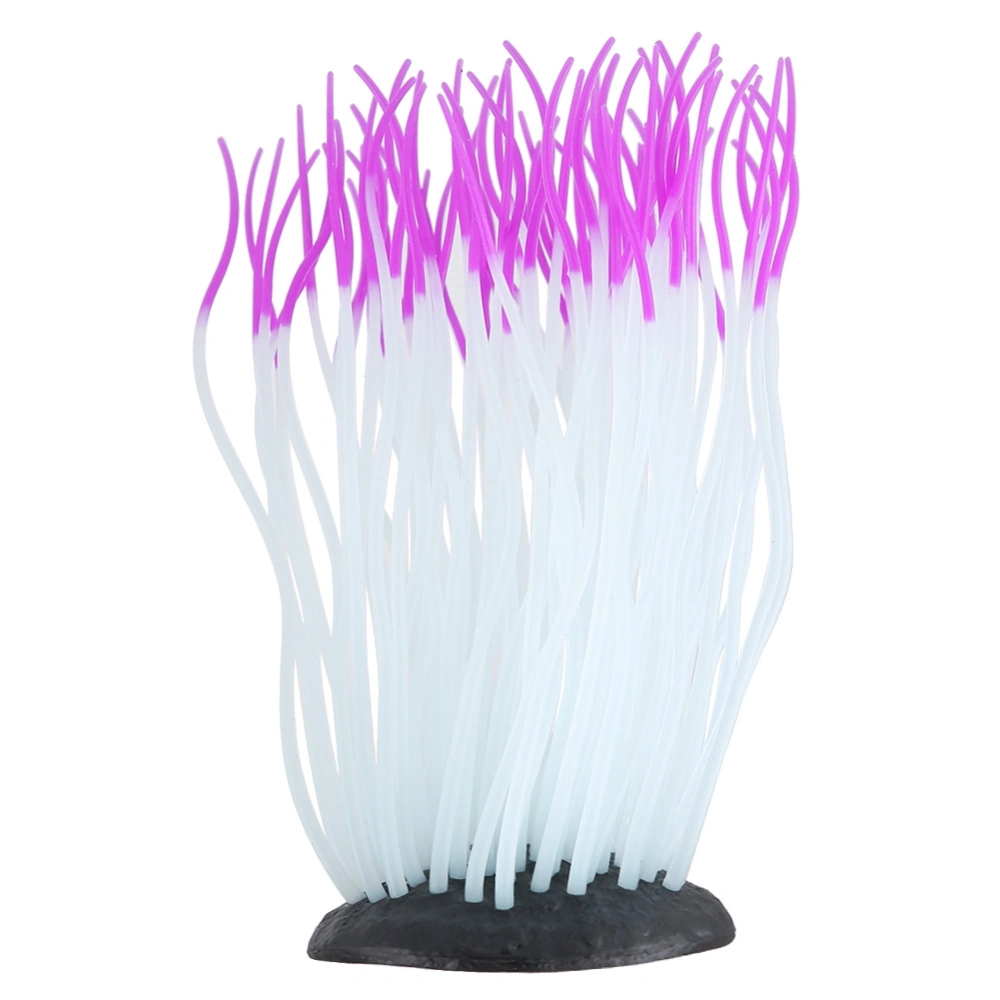 Simulation Artificial Silicone Sea Anemone Coral Ornament for Aquarium Fish Tank Decor(Purple)