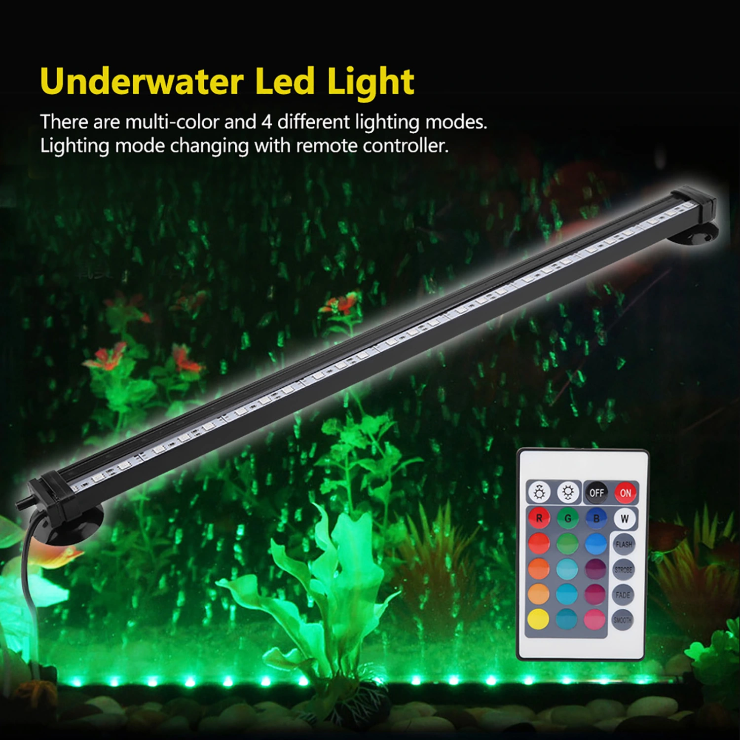 Fish Tank Bubble Light Underwater Led Light with Remote Control Aquarium Light Kit 46cm US Plug