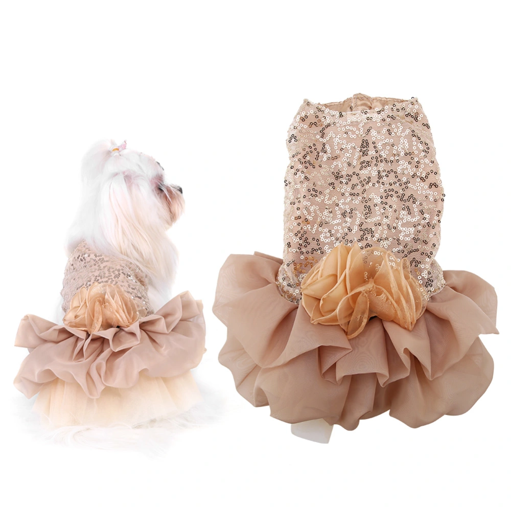 Summer Pet Cloth Small Dog Dress Puppy Sequined Princess Bubble Skirt Wedding Costume (Gold XL)