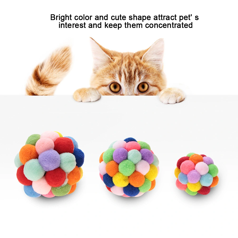 Pet Colorful Plush Toy Playing Ball Dog Puppy Cat Exercise Interactive Training Tool M