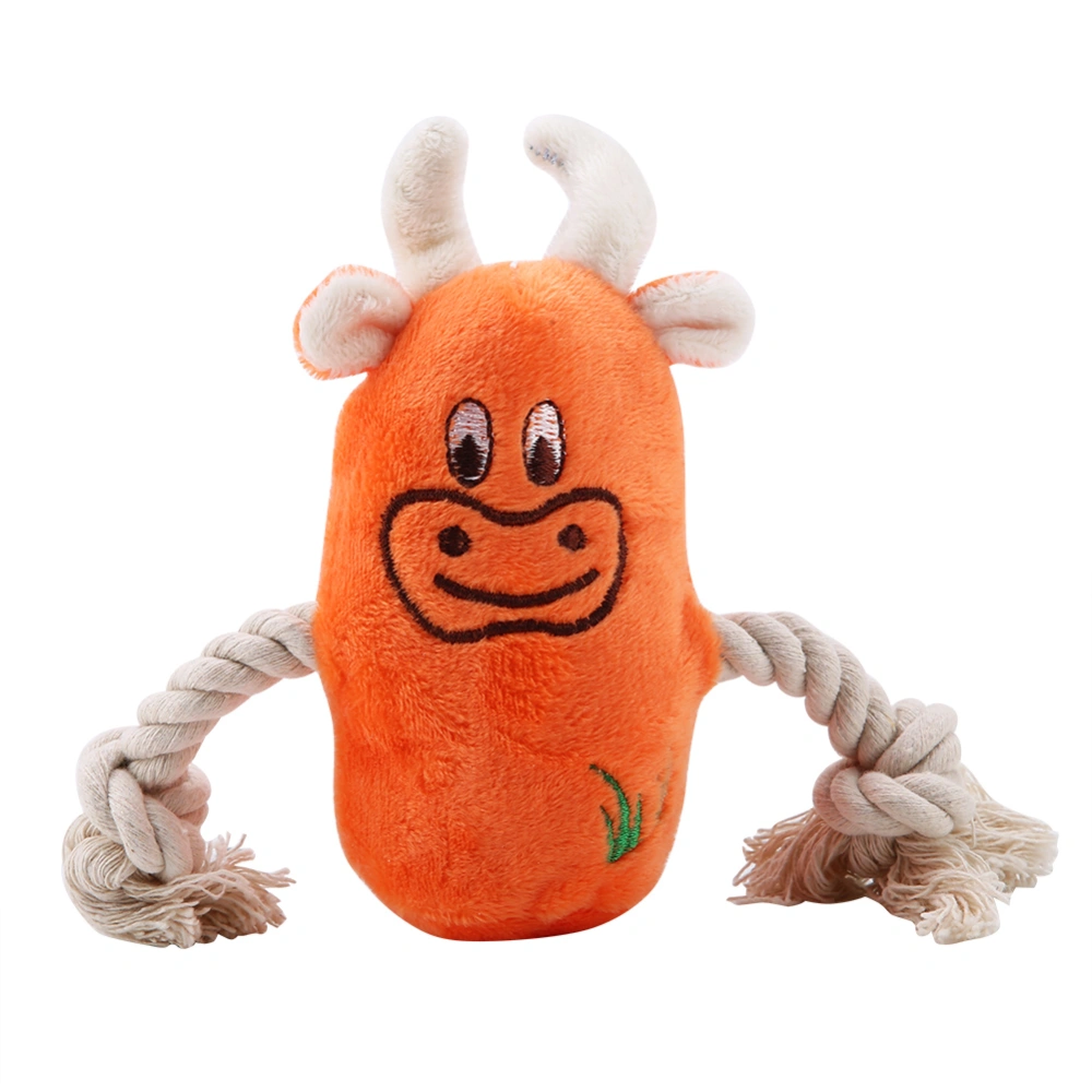 Pet Plush Toys Puppy Dog Chew Toys Squeaky Sound Animal Shape Toy (Orange Calf)