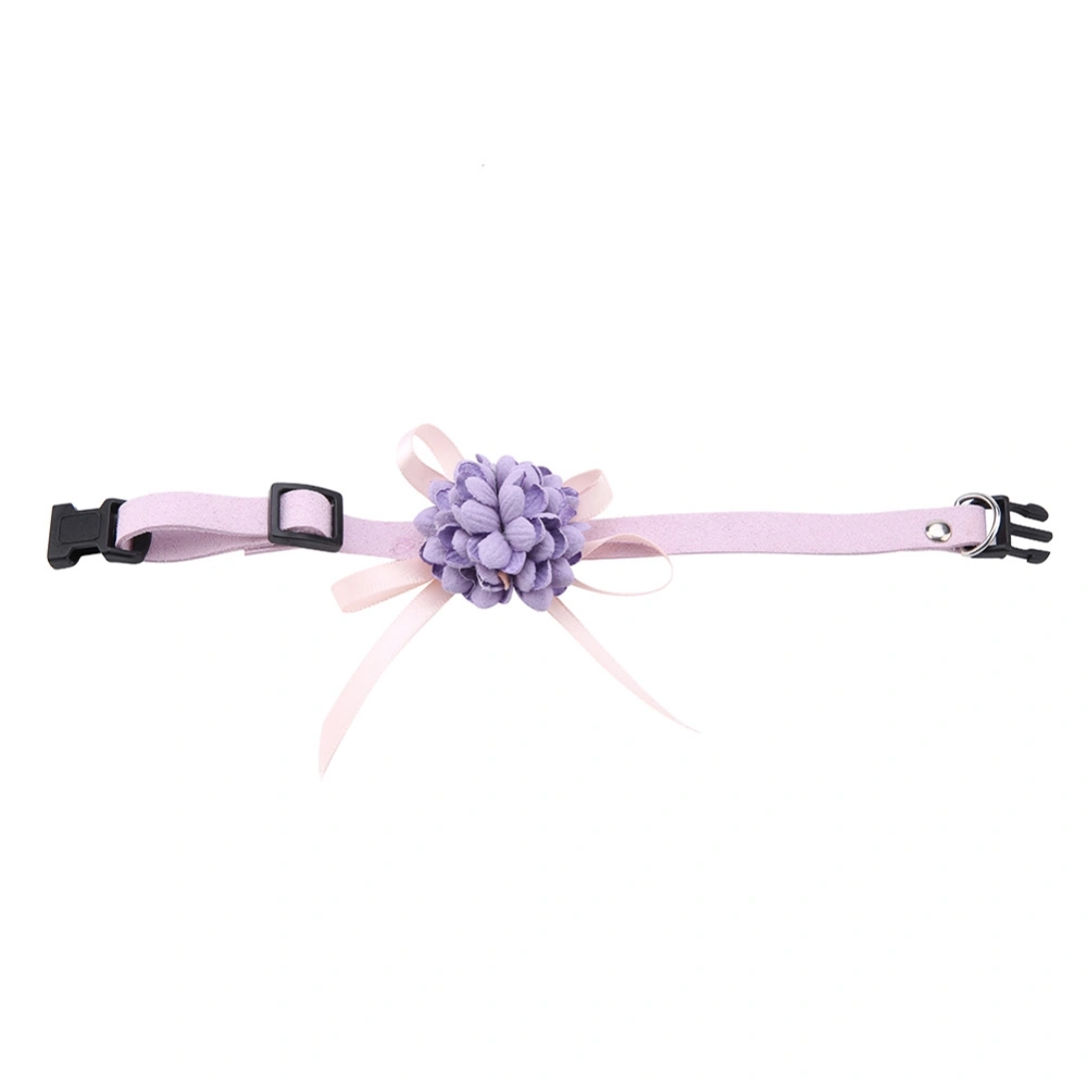 Pet Bowknot Flower Neck Collar Adjustable Strap Dog Cat Puppy Bow Collars(Lavender M)