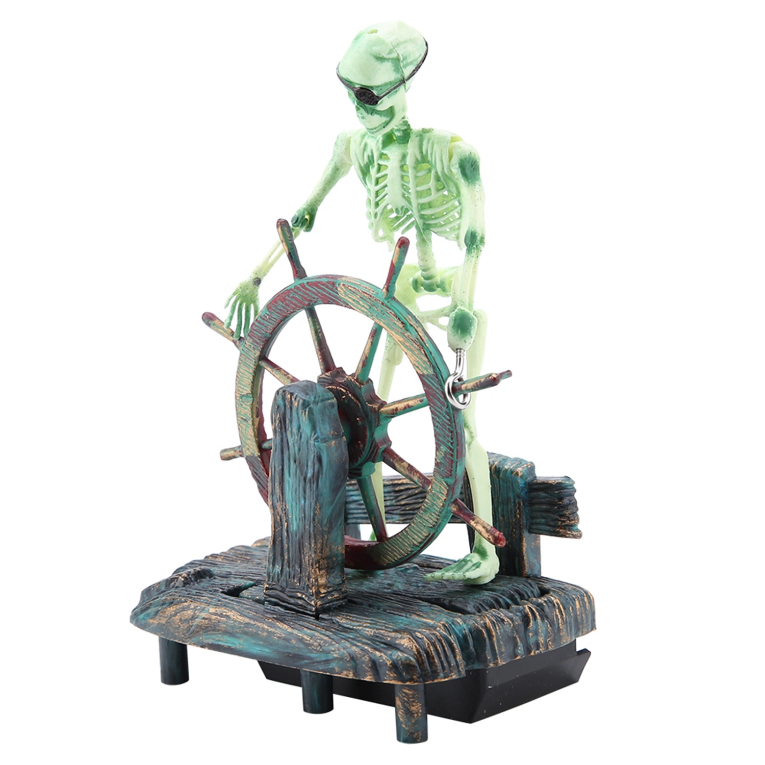 Aquarium Hippocampus Pirate Captain Decoration Fish Tank Landscape Skeleton Ornament