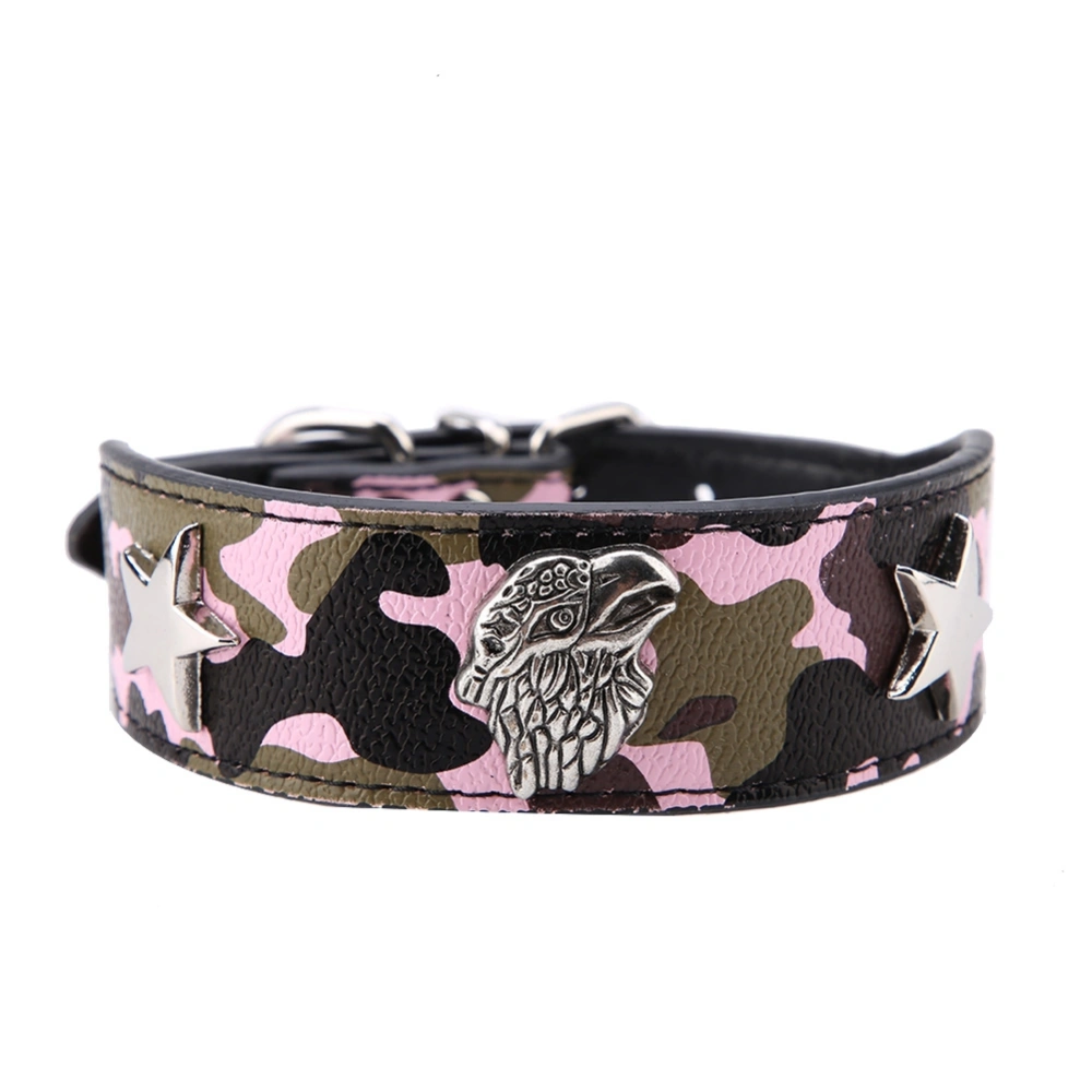 Fashionable Pet Collar Soft PU Leather Puppy Pitbull Small Medium Dogs Neck Ring M Pink