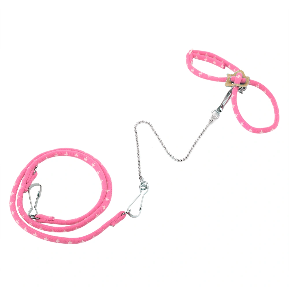 Pet Hamster Adjustable Harness Small Rat Mouse Training Lead Leash with Finder Bell(Pink)