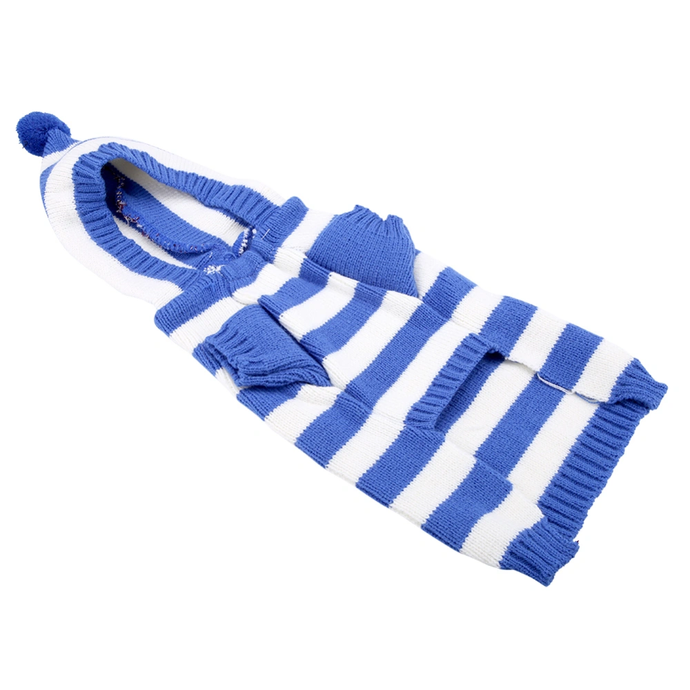 Warm Breathable Striped Turtleneck Pet Sweater for Dog Cat Winter(Blue, XXL)