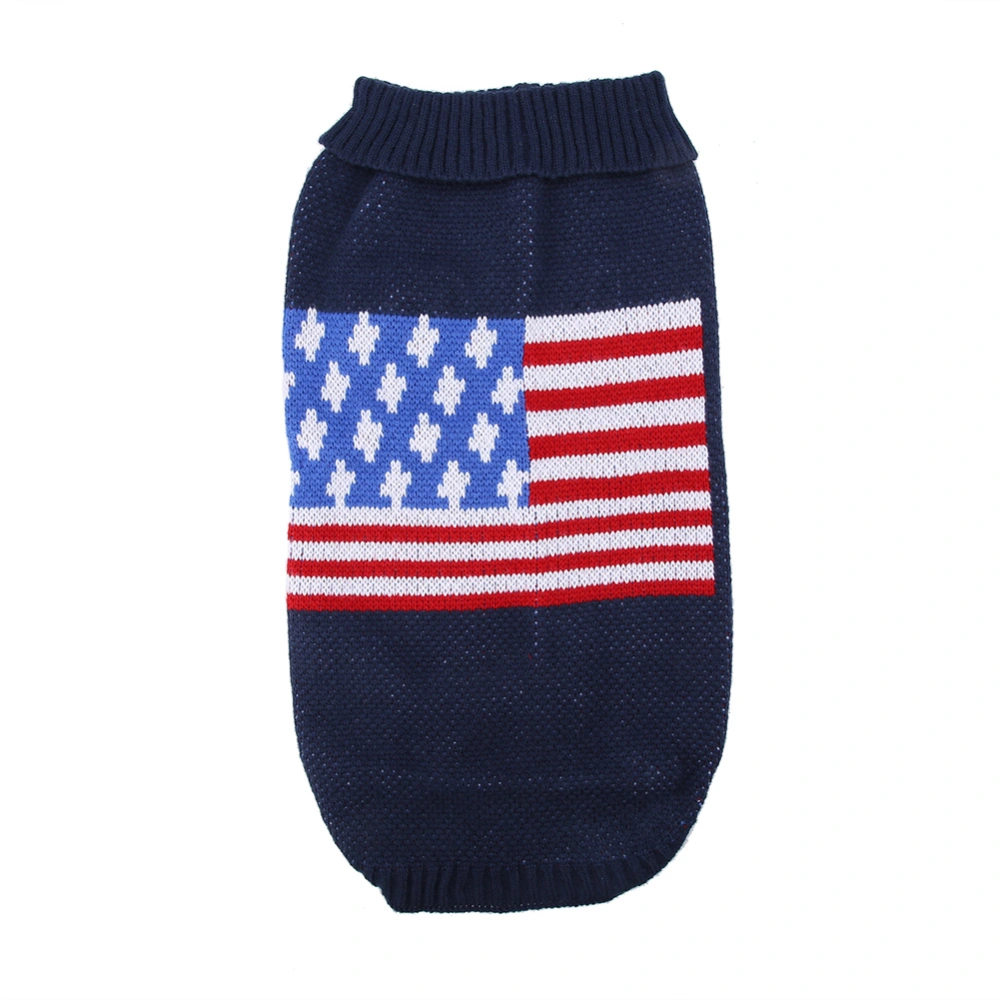 Cute Pet Dogs Flag Patterned Knitted Sweater Winter Coat Clothes Keep Warm (XL)