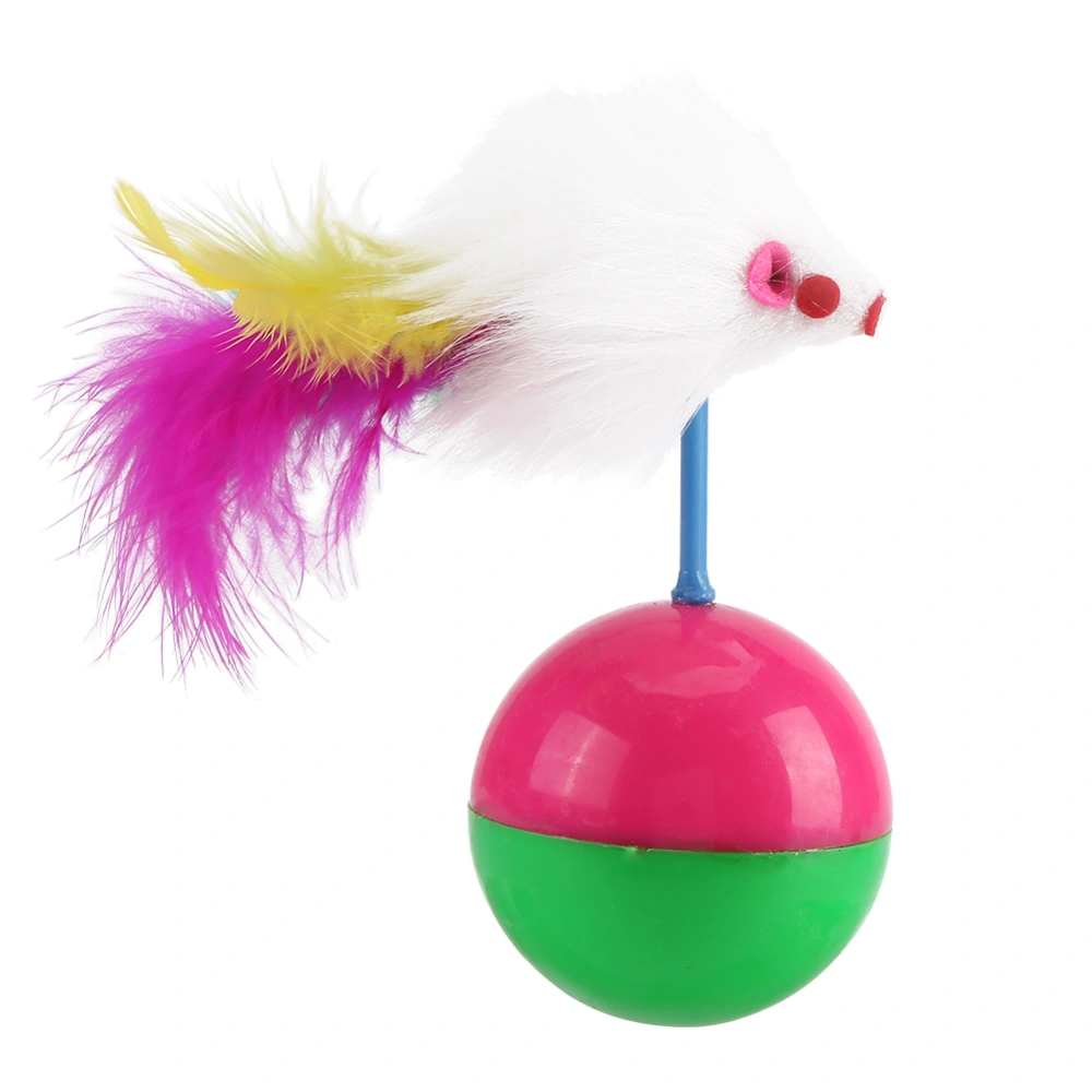 Pet Cat Kitten Teasing Toy Teaser Colorful Feather Ball Funny Interactive Toy Play Game