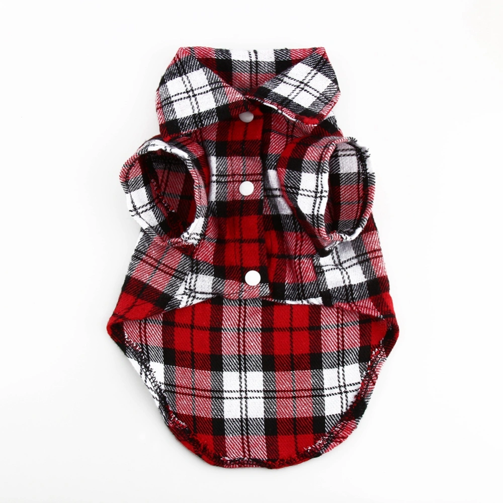 New Small Pet Dog Puppy Plaid T Shirt Lapel Coat Cat Jacket Clothes Costume Red S