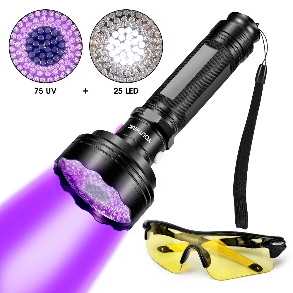 2 in 1 Powerful LED Torch Lamp 75Lumens UV Lamp 395NM Ultraviolet Light