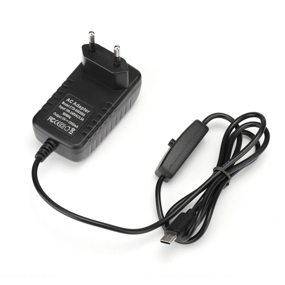 For Raspberry Pi 4 Model B TypE C 5V/3A Power Adapter with On Off Switch 100-240V (EU Plug)