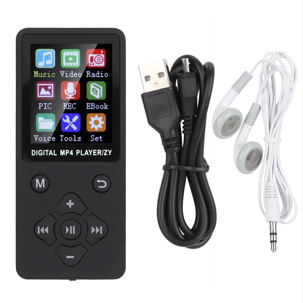 T1 Music MP3 MP4 Player Bluetooth Support 32G Memory Card Crossshaped Buttons Black