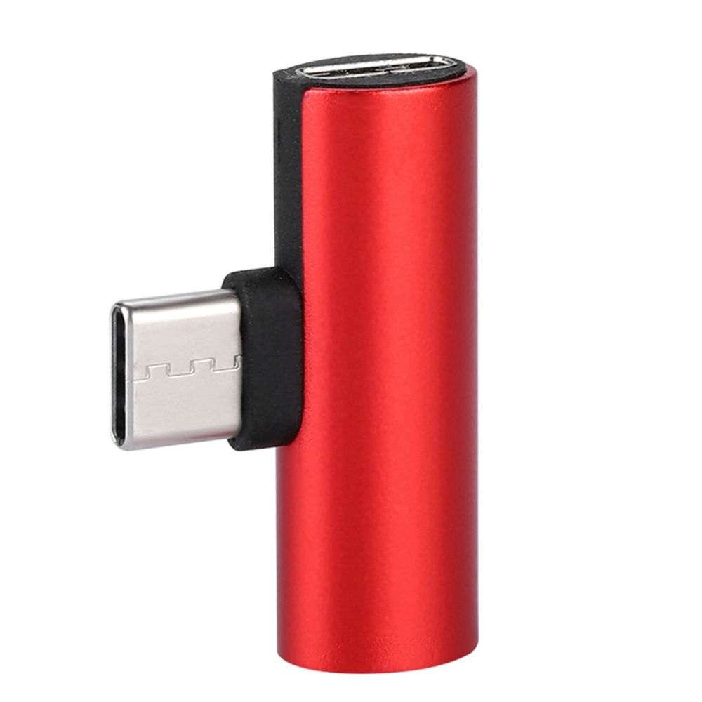 2 in 1 Dual Type C Audio Converter Charging Listening Aluminum Alloy Converter for Xiaomi Red