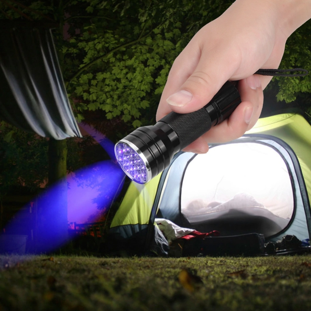 UV Ultra Violet 21 LED Flashlight Aluminum Alloy Scorpion Pets Mini Torch Light(with strap)