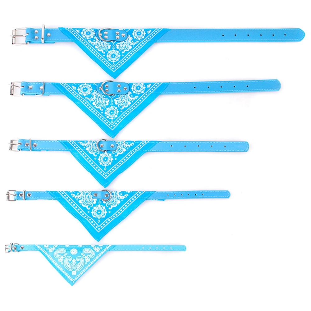 Ethnic Style Pattern Cat Small Dog Bib Saliva Towel Adjustable Pet Collar(Light Blue S)