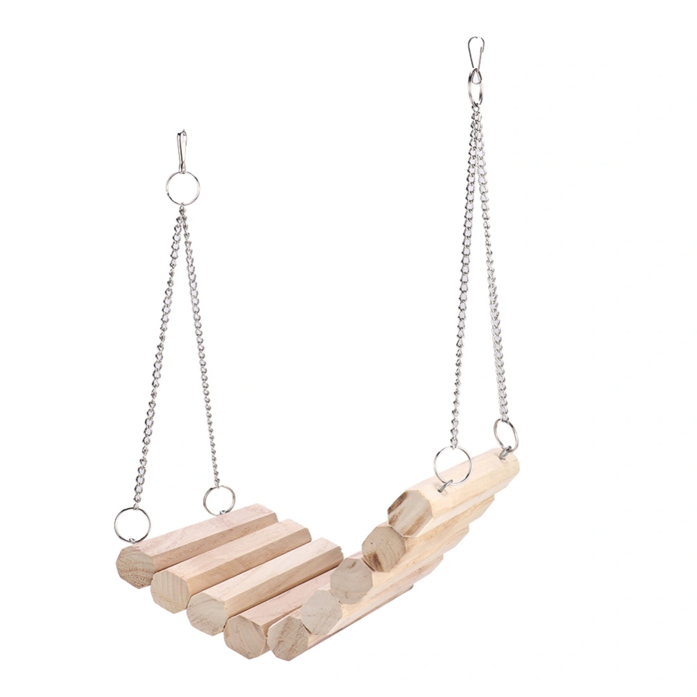 Natural Wooden Hamster Squirrel Hanging Bridge Cage Swing Toy Chewing Playing Toy