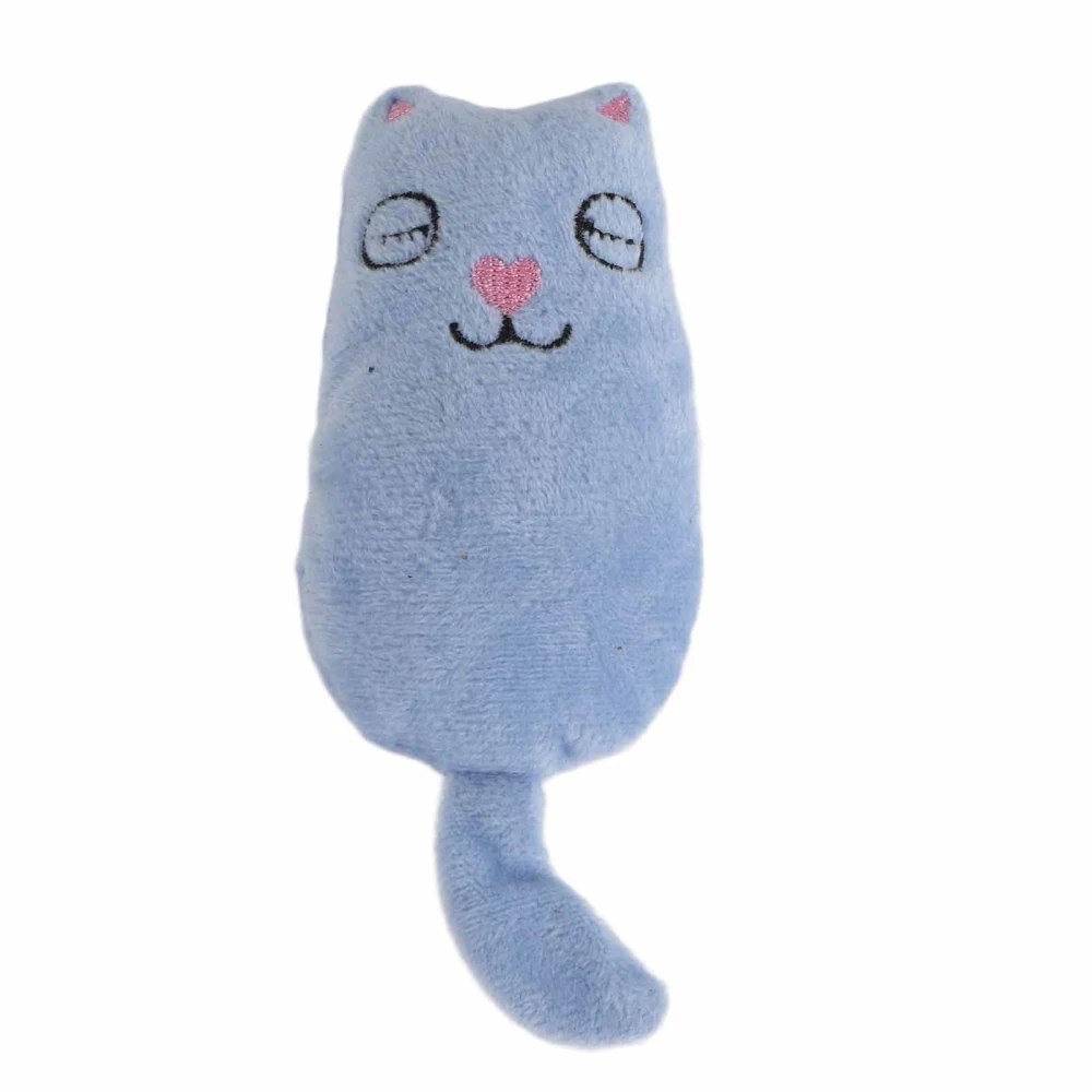 Pet Cat Cute Tail Soft Plush Toy Bite Resistant Mint Interactive Toys (Blue)