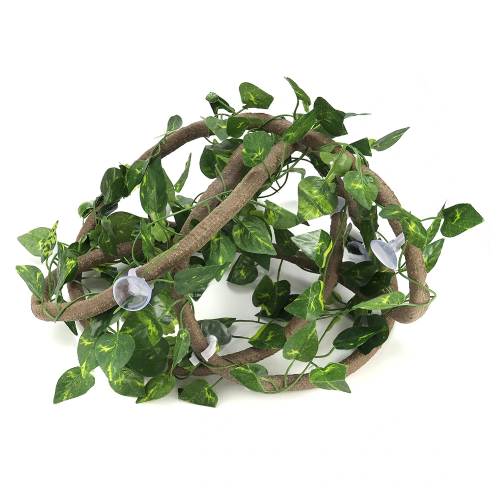 Reptile Climbing Branch Flexible Jungle 9.84ft Rattan 3 Vines( 9.84ft Rattan+Scindapsus Leaves)