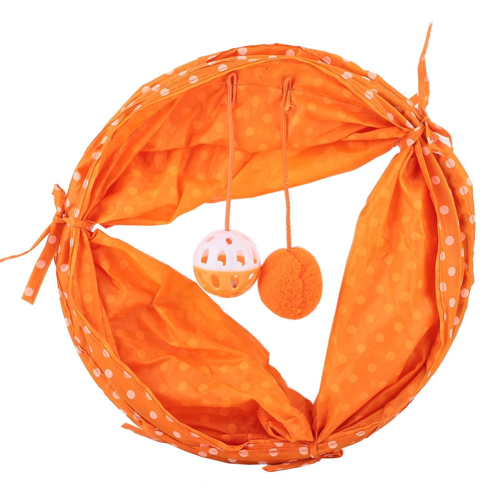 Foldable Cat Dot Tent Long Tunnel Bed Toy Interactive Playing Toys Hide Tunnel (Orange)