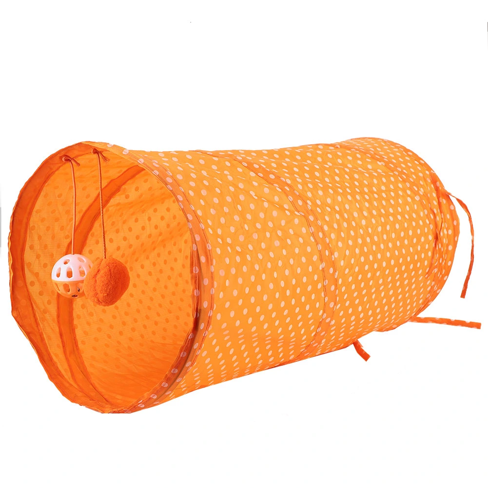 Foldable Cat Dot Tent Long Tunnel Bed Toy Interactive Playing Toys Hide Tunnel (Orange)