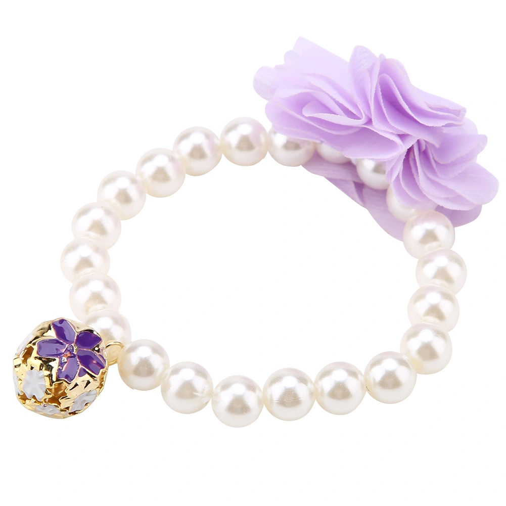 Dog Pet Pearl Flower Collar Elastic Necklace for Puppy Collar Jewelry Accessory(Purple)