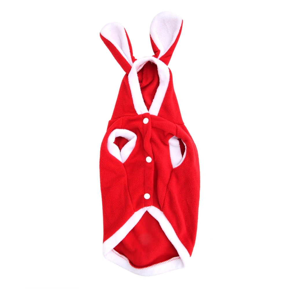 Warm Cute Rabbit Cloth Pet Winter Autumn Warm Hoodie Costumes Clothes for Dogs Cats(Red M)