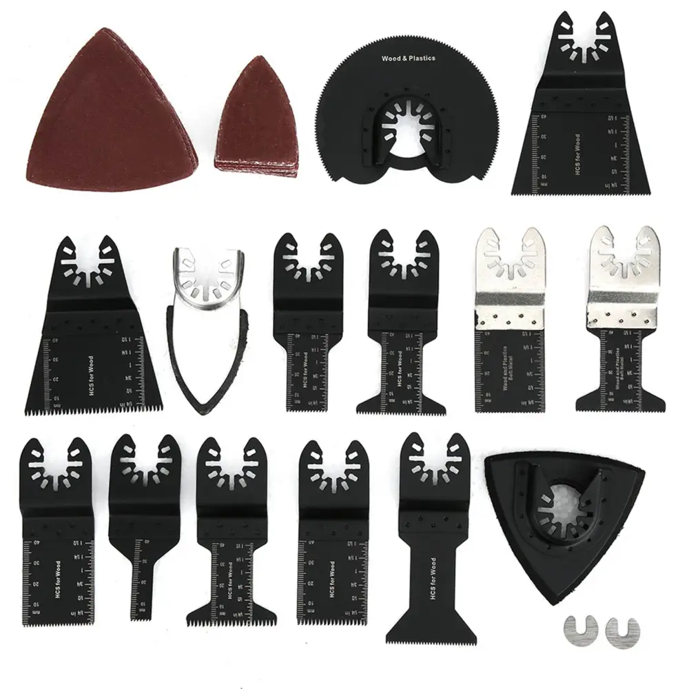 56PCs Set High Carbon Steel Saw Blades Woodworking Parts Wavy Sawtooth Black Multi&#8209;Function