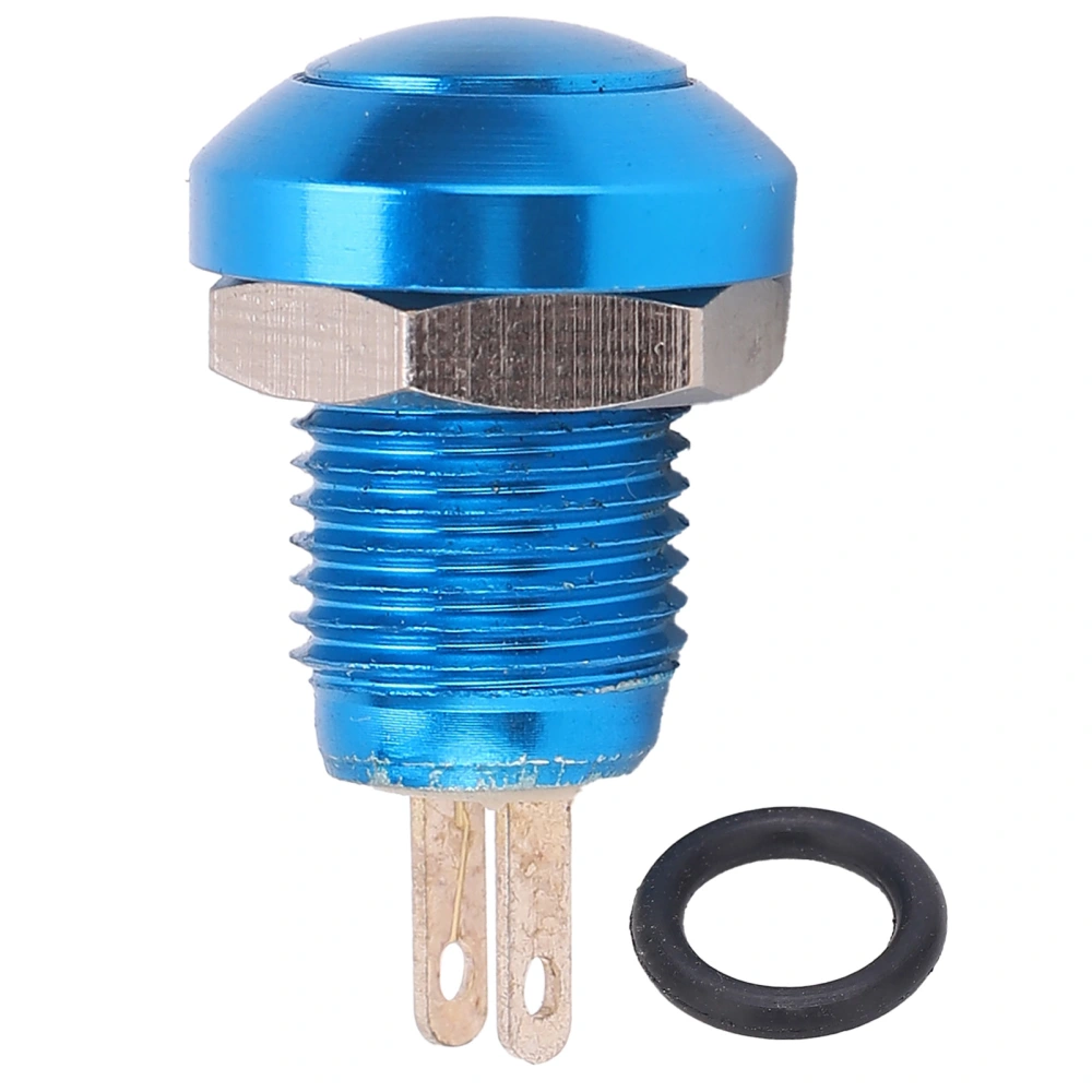 Metal Push Button Switch Inching SelfReset Waterproof M8 Zinc Alloy Micro No Light 1A24V(Blue )