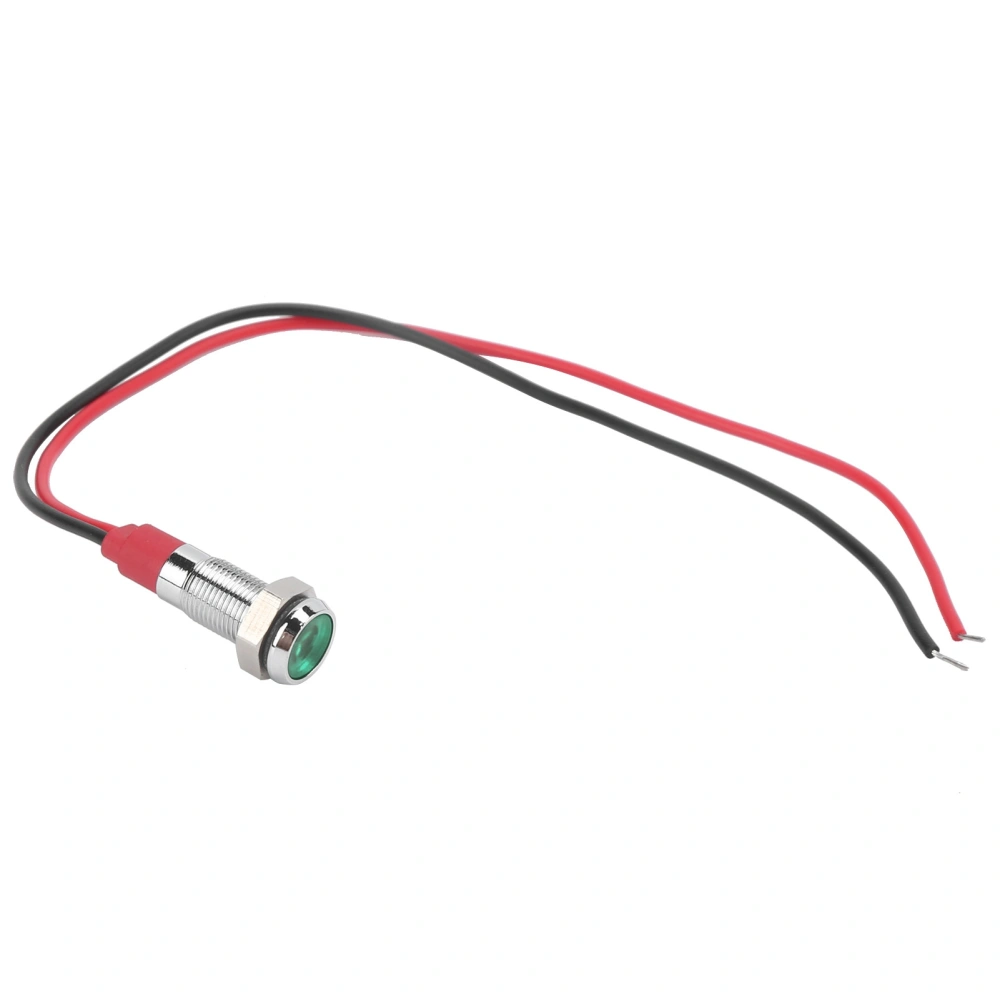 LED Metal Indicator 6mm Waterproof Signal Lamp for Pilot Car Truck Boat with Wire 6VGreen