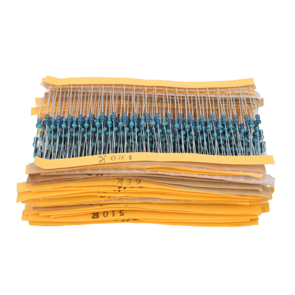 600Pcs Metal Film Resistor Kit Safety Protection Assorted Set Electronic Equipment 1/4w