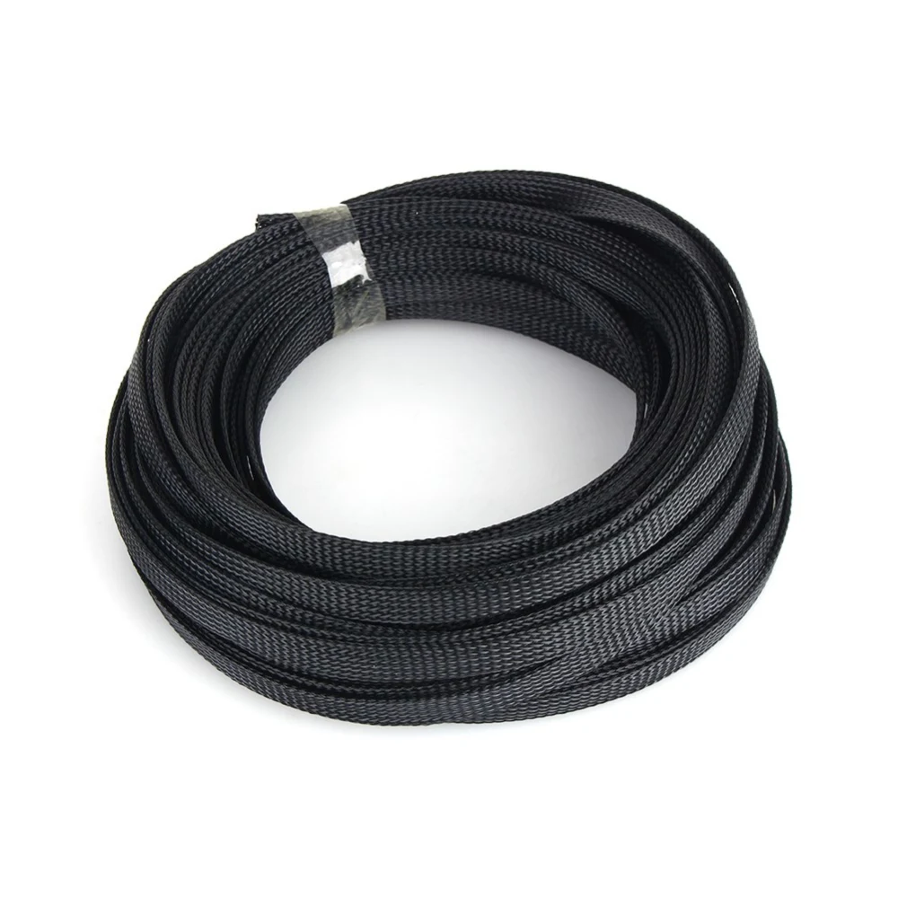 Black 10mm Expandable Braided PET Sleeving Cable High Densely 10m