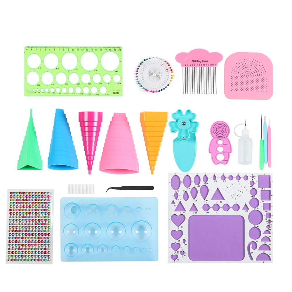 Handmade Paper Card Crafts Quilling Tool Kit Tweezers Beads Needle DIY Scrapbooking Accessory