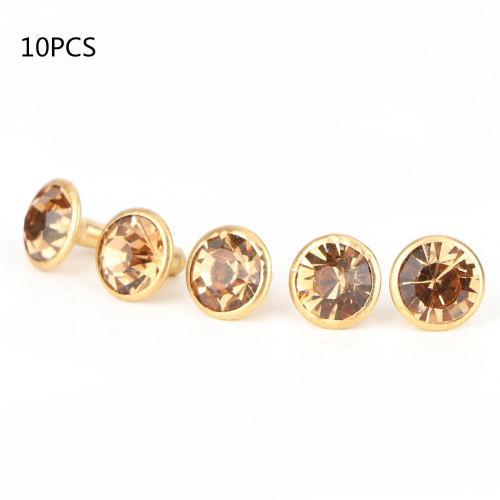 10PCS Colorful Rhinestone Rivets Cap Stud For Diy Craft Decoration(yellow Crystal)