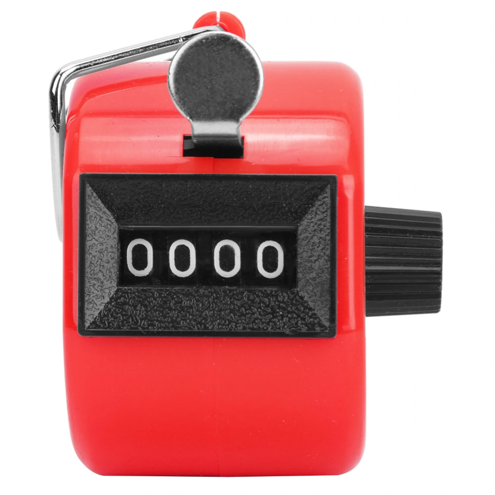 BERM Hand Tally Counter 4-Digits Plastic Knob Reset Handheld Counting Tool with HookRed