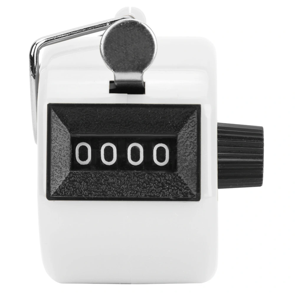 BERM Hand Tally Counter 4-Digits Plastic Knob Reset Handheld Counting Tool with HookWhite